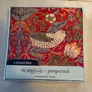 New in Package Morris & Co For Pimpernel Strawberry Thief Set of 6 Coasters
